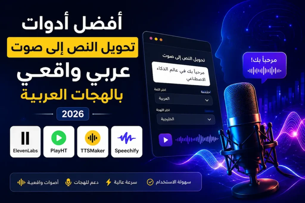 أفضل أدوات الذكاء الاصطناعي لتحويل النص إلى صوت عربي واقعي باللهجات العربية