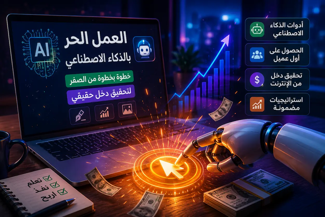 كيف تبدأ العمل الحر بالذكاء الاصطناعي خطوة بخطوة وتحقيق أول دخل عبر الإنترنت