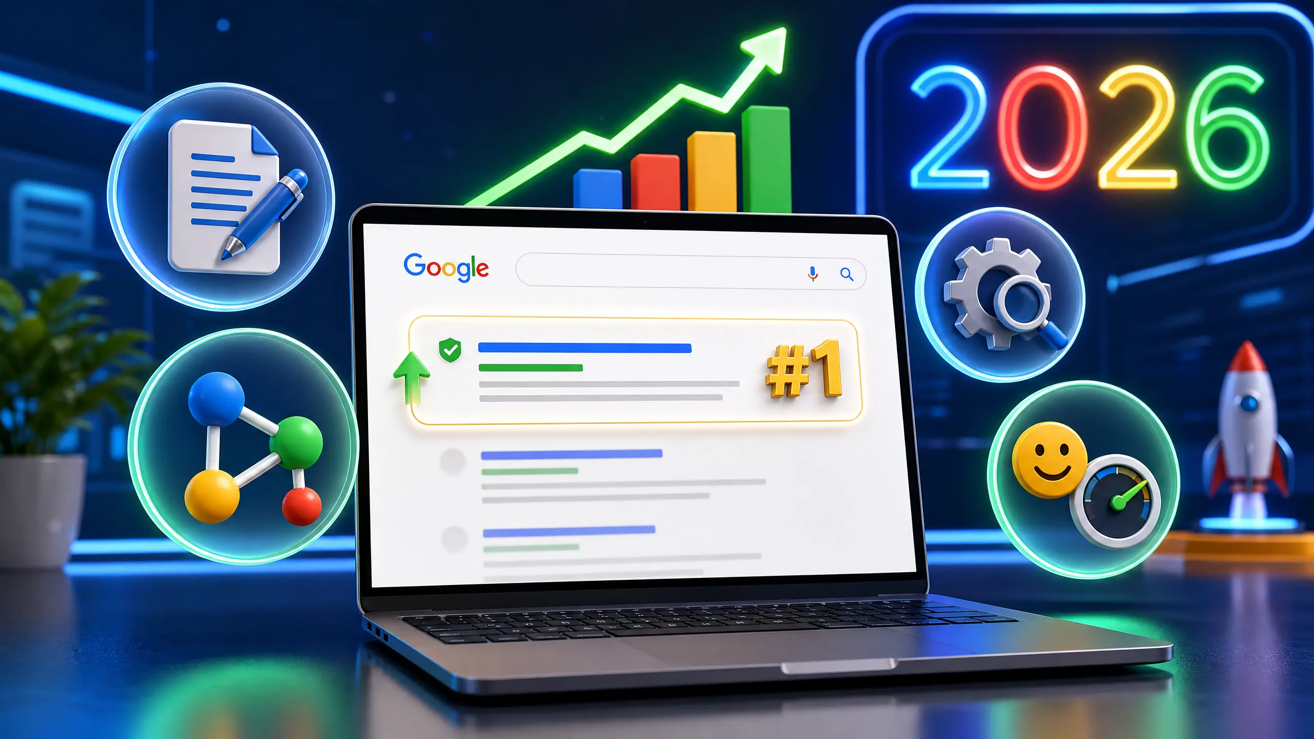 مخطط يوضح خطوات تصدر موقع جديد في نتائج جوجل بدون باك لينك.